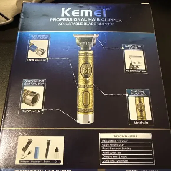 NIB NEW Kemei Buddha Cordless Hair Clippers Trimmer Shaver Clipper Cutting Beard - Picture 9 of 9